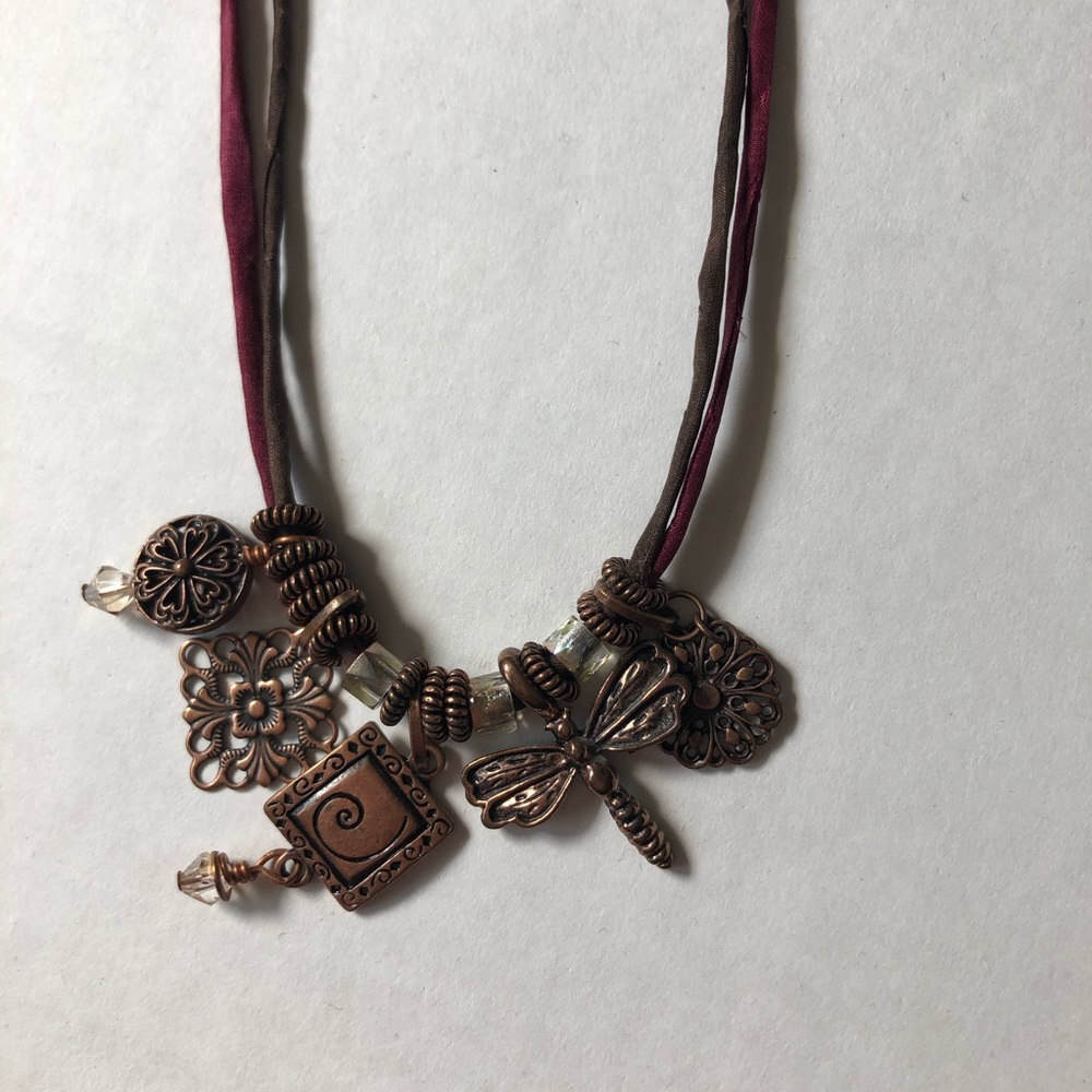 Bohemian hand crafted copper charm necklace